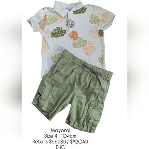 Mayoral Tropical Vacation Toddler Boys Kids Matching Polo Shorts Set 4T